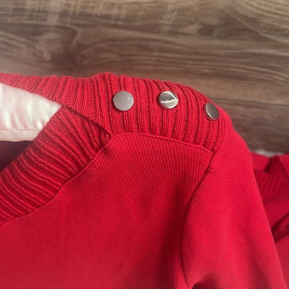 Rafaella Women’s Red Cotton Ribbed Scoop Neck Crew Long Sleeve Size Large - Picture 2 of 4